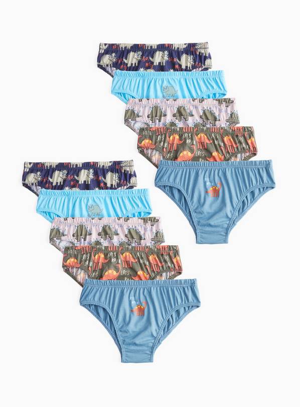 Multi-Coloured Dinosaur-Themed Briefs 10-Pack 3-4 years